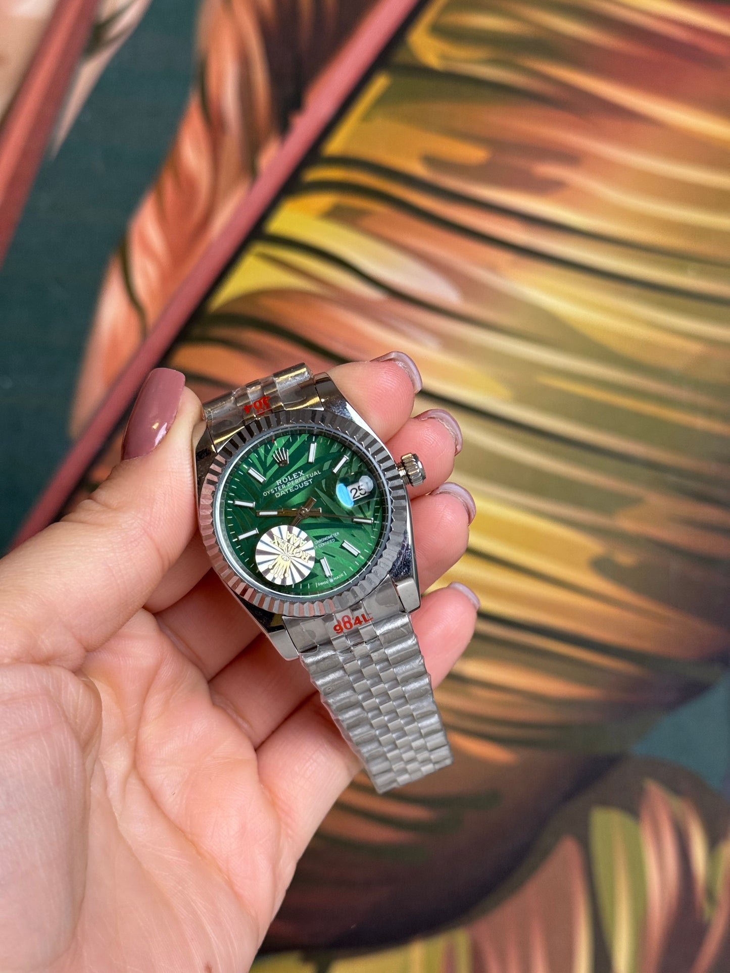 Orologio foglia verde